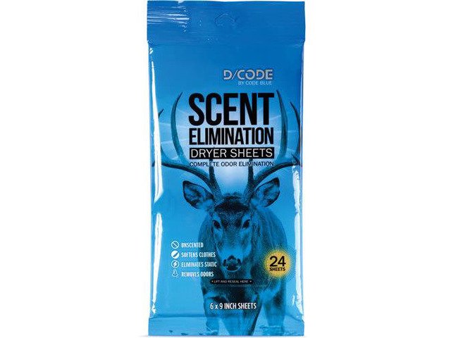 Code Blue D/Code Scent Elimination Dryer Sheets — 24 Pack
