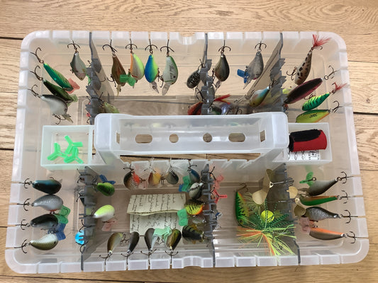 Used Crankbait Collection — 72 Lures in Tackle-Rack Tackle Box