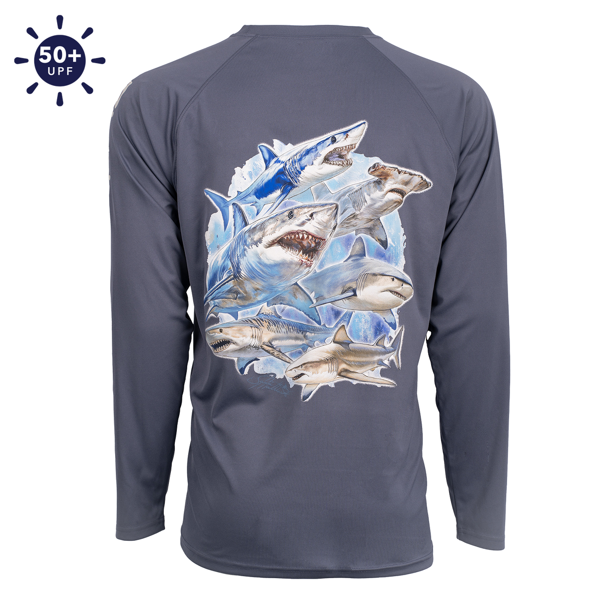 Bimini Bay Hook M' Performance Long Sleeve - Shark Slam