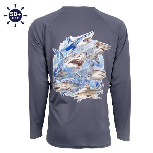 Bimini Bay Hook M' Performance Long Sleeve - Shark Slam